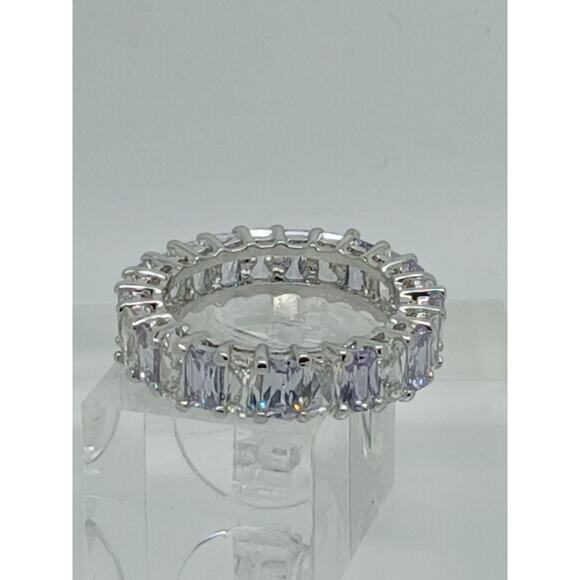 3.70CT White Gold EP Eternity Anniversary Wedding Band Ring Size 9 - Picture 3 of 8